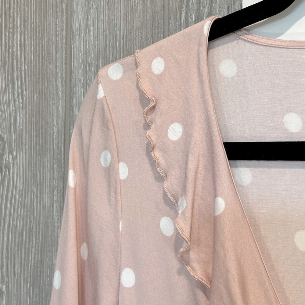 009. Urban Outfitters Long Sleeve Ruffle Polka Dot Wrap Dress or Robe S